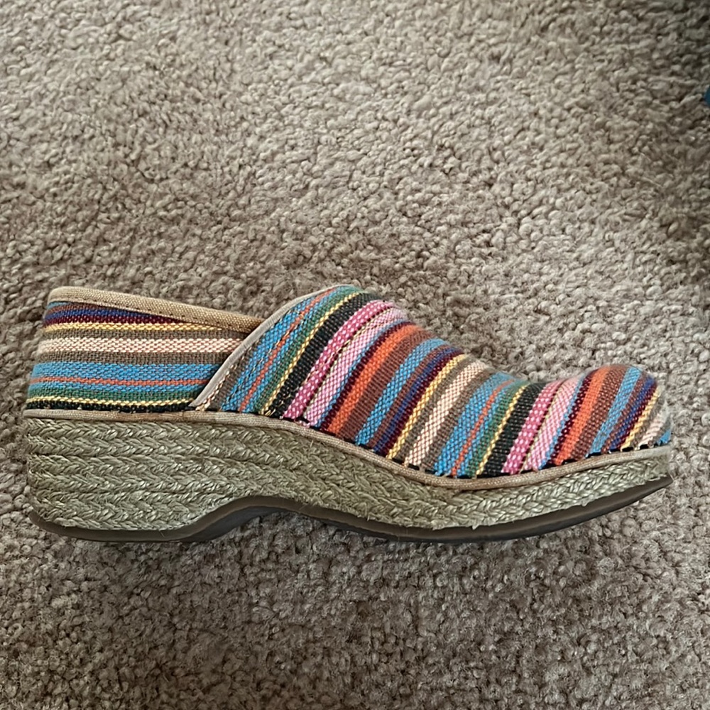 Dansko Vegan Jute multistripe clogs size 36